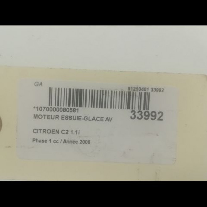 Moteur essuie-glace avant occasion CITROEN C2 Phase 1 09-2003->10-2008 1.1i 6401F4 3