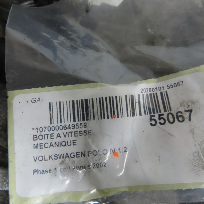Boîte à vitesse mecanique occasion VOLKSWAGEN POLO IV Phase 1 01-2002->05-2005 1.2 65ch 2T300020EX 6
