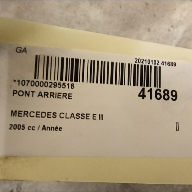 Pont arriere occasion MERCEDES CLASSE E III Phase 1 03-2002->06-2006 E280CDi FAP 177ch 211350636280 5