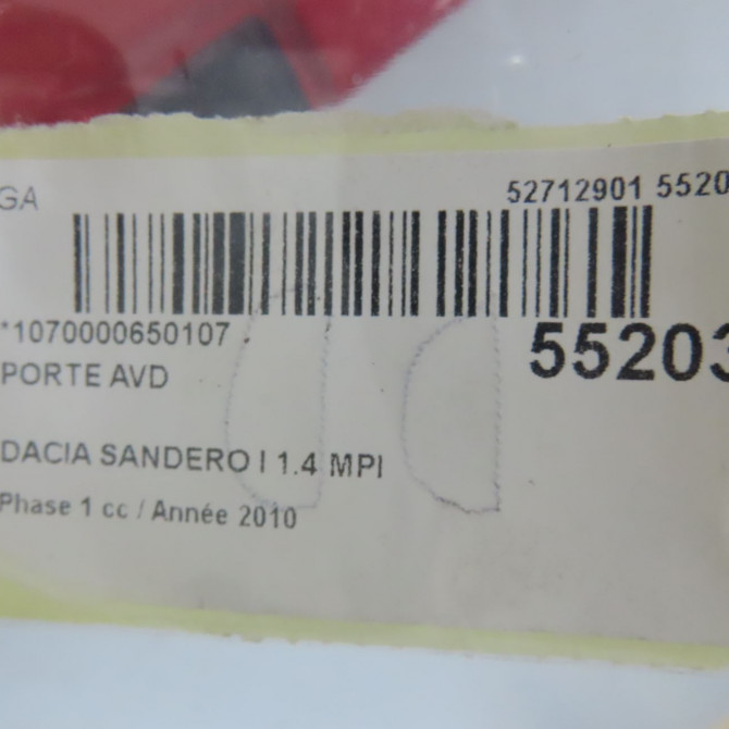 Porte avant droite occasion DACIA SANDERO I Phase 1 06-2008->10-2012 1.4 MPI 75ch 801006248R 4
