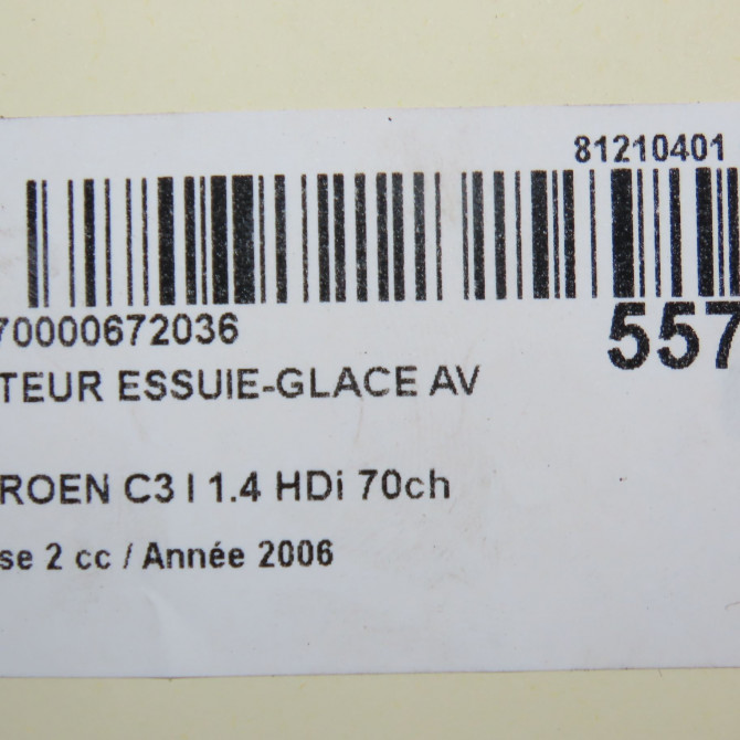 Moteur essuie-glace avant occasion CITROEN C3 I Phase 2 10-2005->12-2010 1.4 HDi 70ch 6401F4 6
