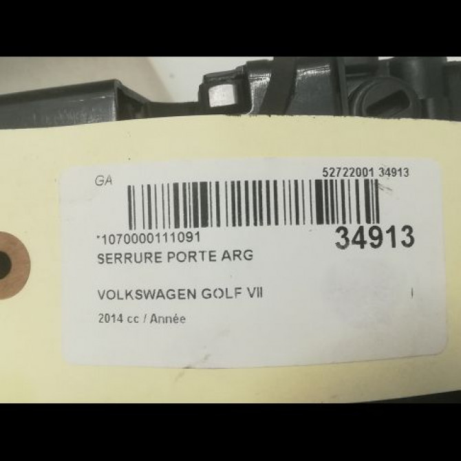 Serrure porte arg occasion VOLKSWAGEN GOLF VII GOLF VII Phase 1 2012-10-01->2017-06-30 5K4839015AF 5