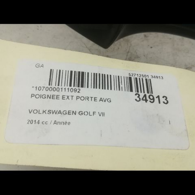 Poignee ext porte avg occasion VOLKSWAGEN GOLF VII GOLF VII Phase 1 2012-10-01->2017-06-30 5G0837205QGRU 3
