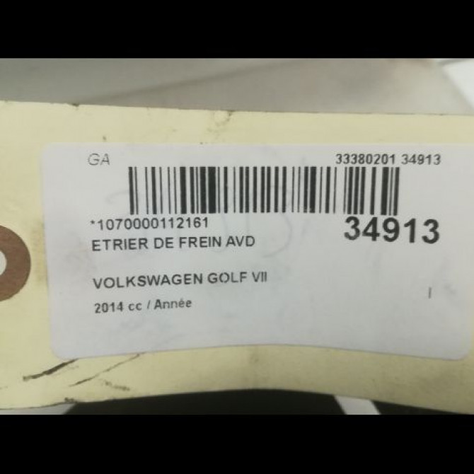 Etrier de frein avant droit occasion VOLKSWAGEN GOLF VII GOLF VII Phase 1 2012-10-01->2017-06-30 5G0615124D 3