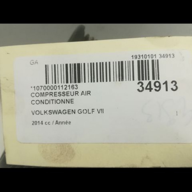 Compresseur air conditionne occasion VOLKSWAGEN GOLF VII GOLF VII Phase 1 2012-10-01->2017-06-30 5Q0816803D 5