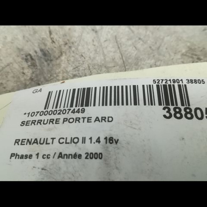 Serrure porte ard occasion RENAULT CLIO II Phase 1 03-1998->06-2001 1.4 16v 7701469941 3