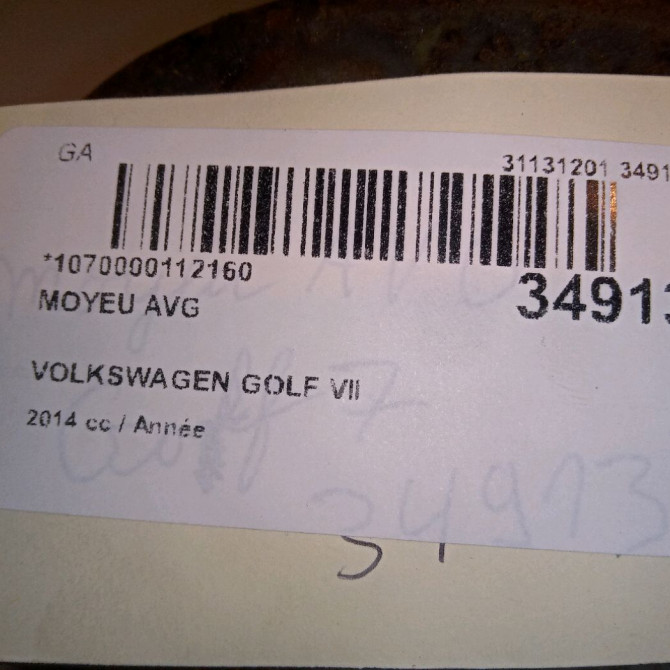 Moyeu avg occasion VOLKSWAGEN GOLF VII GOLF VII Phase 1 2012-10-01->2017-06-30 8S0498625A 4