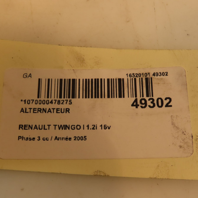 Alternateur occasion RENAULT TWINGO I Phase 3 08-2000->06-2007 1.2i 16v 8200660045 5
