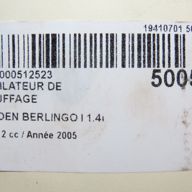 Ventilateur de chauffage occasion CITROEN BERLINGO I Phase 2 11-2002->10-2010 1.4i 6441S0 7