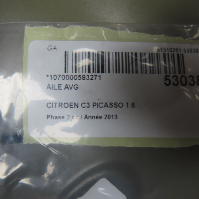 Aile avant gauche occasion CITROEN C3 PICASSO Phase 2 09-2012->... 1.6 HDI 90ch 7840X0 6