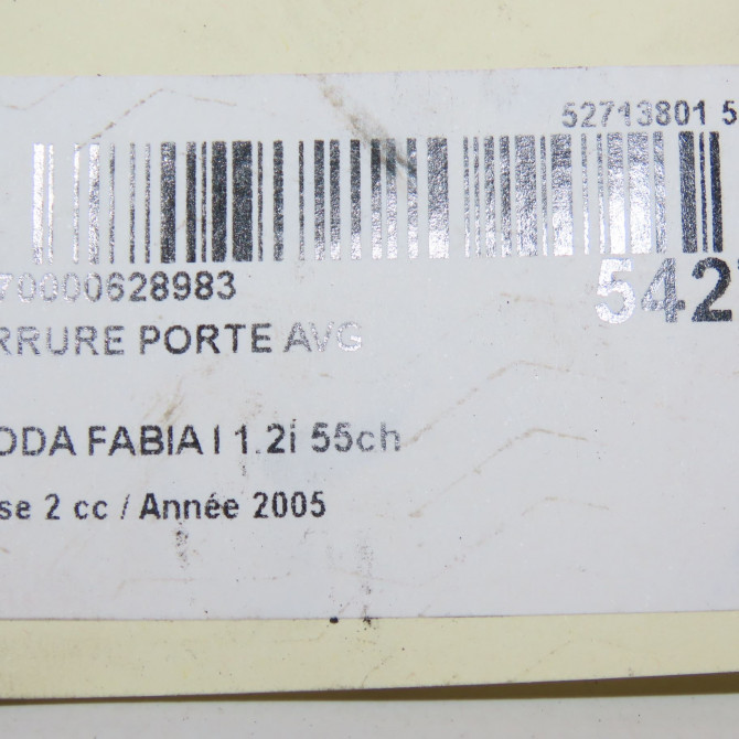 Serrure porte avg occasion SKODA FABIA I Phase 2 09-2004->05-2007 1.2i 55ch 7E1837015A 7