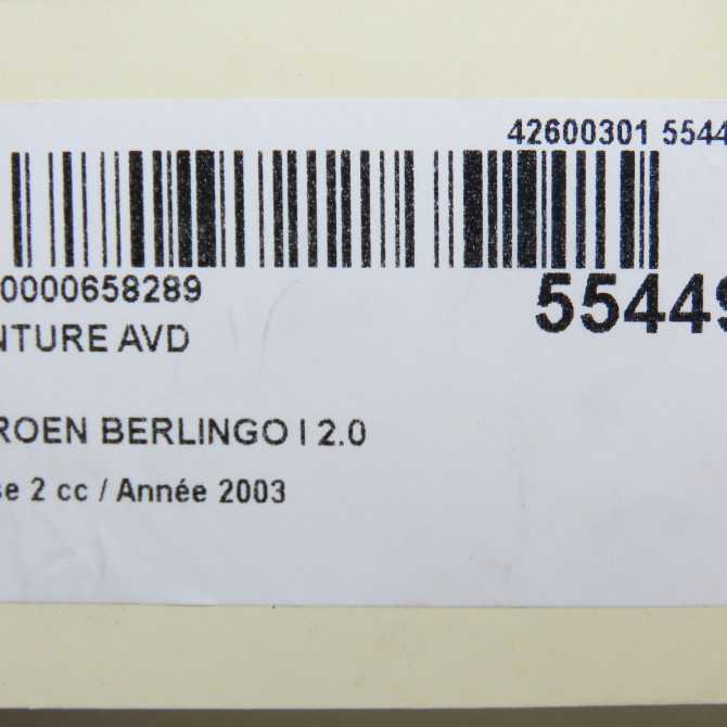 Ceinture avant droite occasion CITROEN BERLINGO I Phase 2 11-2002->10-2010 2.0 HDi 90ch 8973GW 5