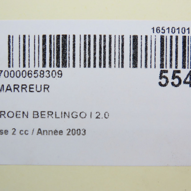 Démarreur occasion CITROEN BERLINGO I Phase 2 11-2002->10-2010 2.0 HDi 90ch 5802M4 7