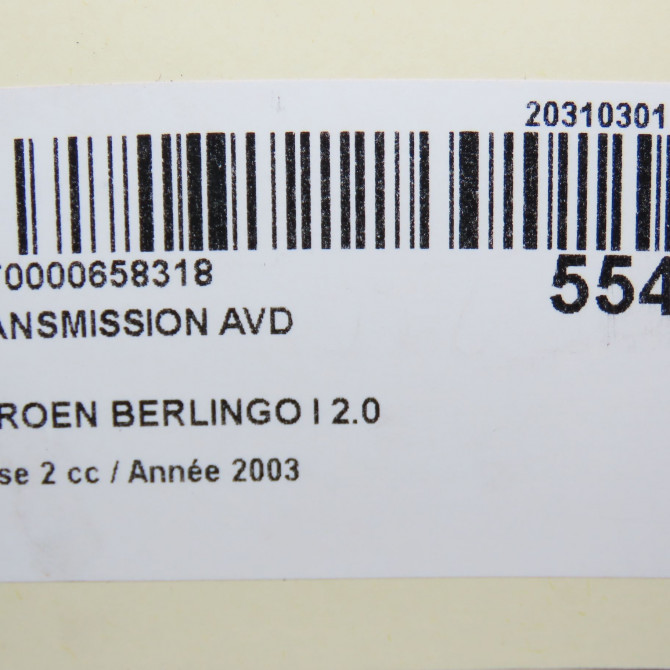 Transmission avant droite occasion CITROEN BERLINGO I Phase 2 11-2002->10-2010 2.0 HDi 90ch 32739Z 5