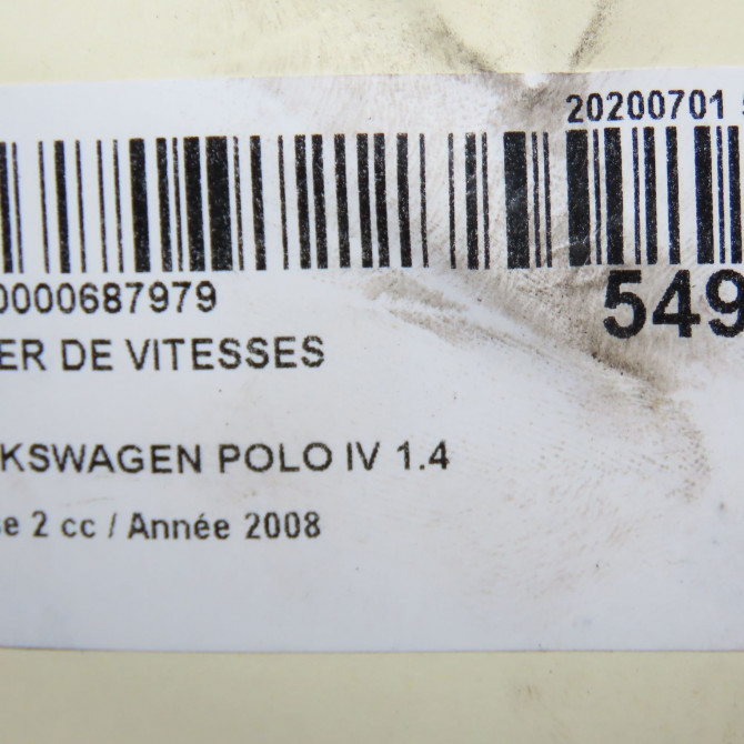 Levier de vitesses occasion VOLKSWAGEN POLO IV Phase 2 05-2005->09-2009 1.4 TDI 70ch 6Q0711116A 7
