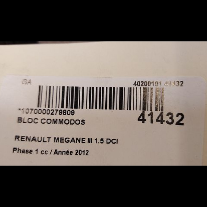 Bloc commodos occasion RENAULT MEGANE III Phase 1 11-2008->01-2012 1.5 DCI 110ch 255670019R 5