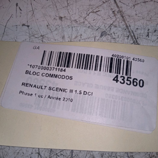 Bloc commodos occasion RENAULT SCENIC III Phase 1 04-2009->11-2011 1.5 DCI 110ch 255670019R 4