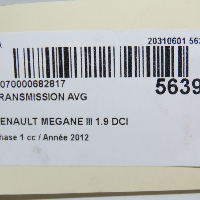 Transmission avant gauche occasion RENAULT MEGANE III Phase 1 11-2008->01-2012 1.9 DCI 130ch 8200725510 5