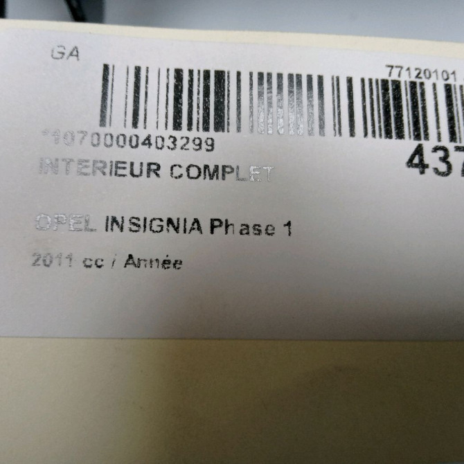 Interieur complet occasion OPEL INSIGNIA Phase 1 01-2009->03-2013 3