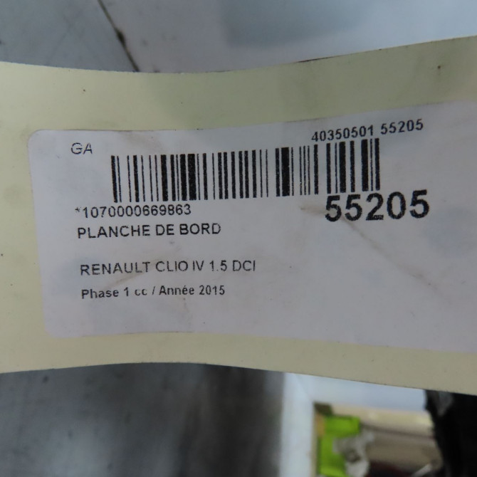 Planche de bord occasion RENAULT CLIO IV Phase 1 07-2012->... 1.5 DCI 75ch 682000184R 5