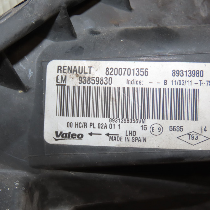 Phare droit occasion RENAULT TRAFIC II Phase 2 08-2006->... 2.0 DCI 90ch 8200701356 3