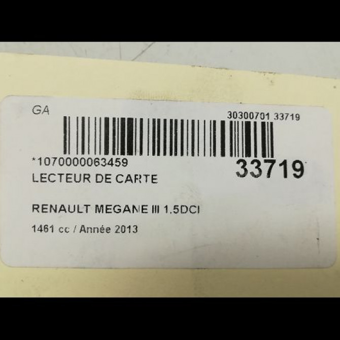 Lecteur de carte occasion RENAULT MEGANE III Phase 2 01-2012->06-2014 1.5 DCI 8v 110ch 285909828R 5
