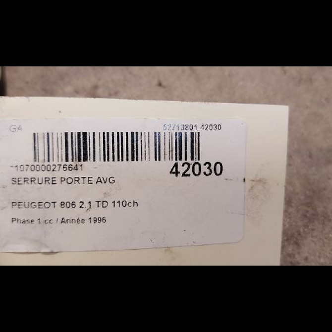 Serrure porte avg occasion PEUGEOT 806 Phase 1 06-1994->12-2001 2.1 TD 110ch 9135C4 3