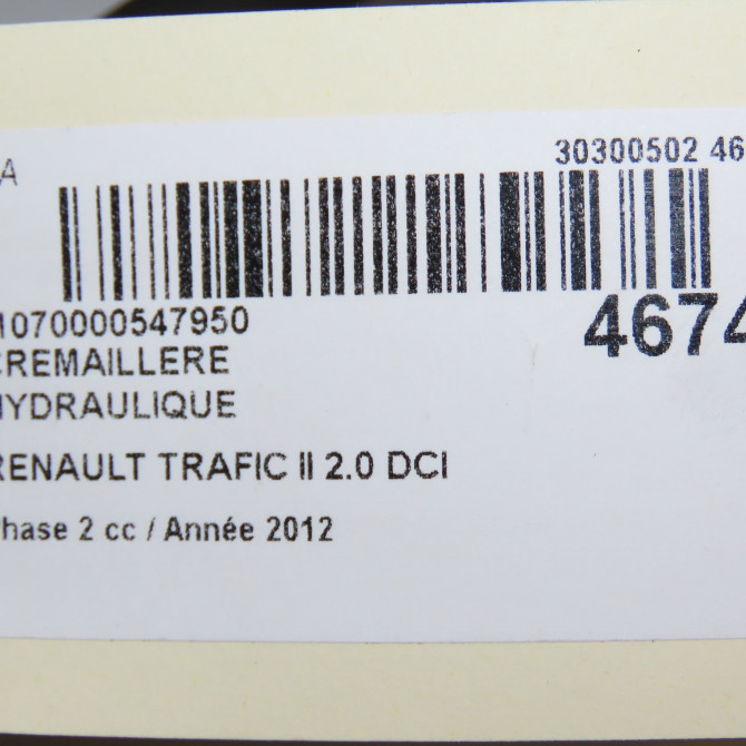 Cremaillere hydraulique occasion RENAULT TRAFIC II Phase 2 08-2006->... 2.0 DCI 16v 115ch 8200875897 6