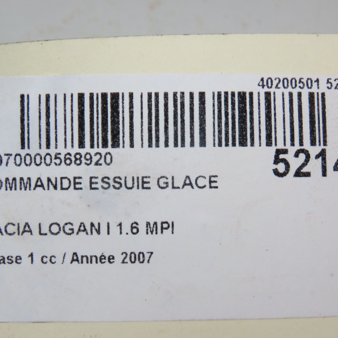 Commande essuie glace occasion DACIA LOGAN I Phase 1 06-2005->06-2008 1.6 MPI 6001549644 6