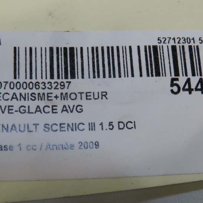 Mecanisme+moteur leve-glace avg occasion RENAULT SCENIC III Phase 1 04-2009->11-2011 1.5 DCI 105ch 807212569R 7