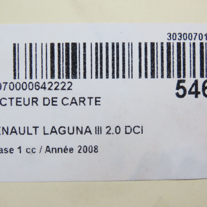 Lecteur de carte occasion RENAULT LAGUNA III Phase 1 10-2007->10-2010 2.0 DCI 130ch 285909828R 6