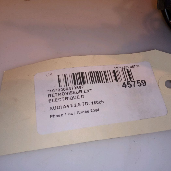 Retroviseur exterieur electrique droit occasion AUDI A4 II Phase 1 01-2001->11-2004 2.5 TDi 180ch 8E1858532AA01C 5