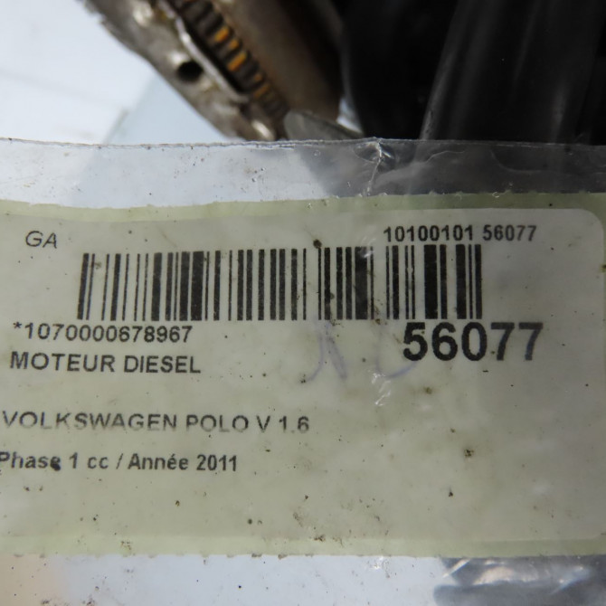 Moteur diesel occasion VOLKSWAGEN POLO V POLO V Phase 1 2009-09-01->2014-05-31 1.6 TDI 90 3L100090Q 7
