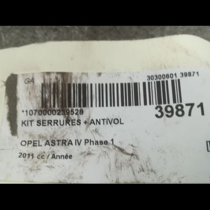 Kit serrures + antivol occasion CITROEN BERLINGO I Phase 1 09-1996->11-2002 1.9 D 4