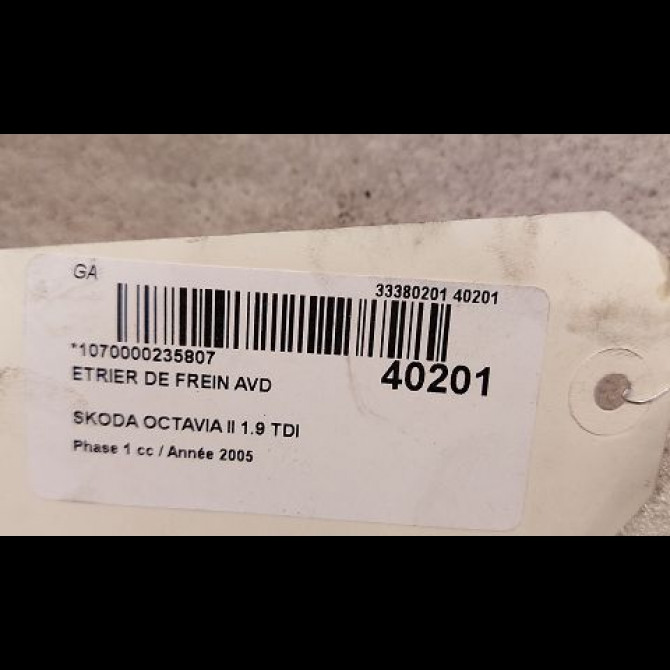 Etrier de frein avant droit occasion SKODA OCTAVIA II Phase 1 06-2004->10-2008 1.9 TDI 105ch 1K0615124E 3