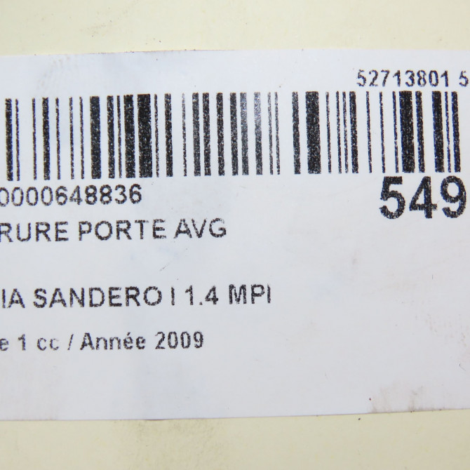 Serrure porte avg occasion DACIA SANDERO I Phase 1 06-2008->10-2012 1.4 MPI 75ch 8200735223 4