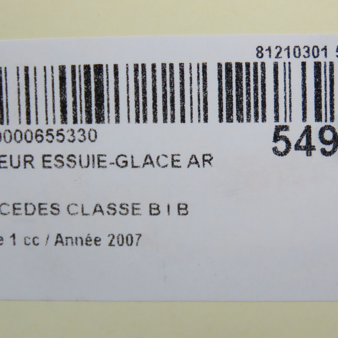 Moteur essuie-glace arrière occasion MERCEDES CLASSE B I Phase 1 06-2005->04-2008 B 180 CDI 1698201440 6