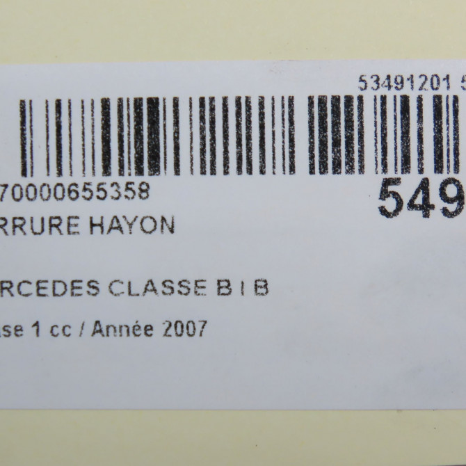 Serrure hayon occasion MERCEDES CLASSE B I Phase 1 06-2005->04-2008 B 180 CDI 1697400235 5