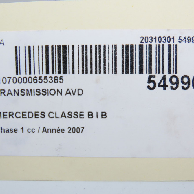 Transmission avant droite occasion MERCEDES CLASSE B I Phase 1 06-2005->04-2008 B 180 CDI 1693603272 5