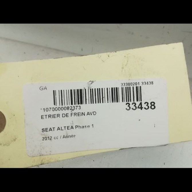 Etrier de frein avant droit occasion SEAT ALTEA Phase 2 XL 08-2010->11-2012 2.0 TDI 140ch 1K0615124E 3