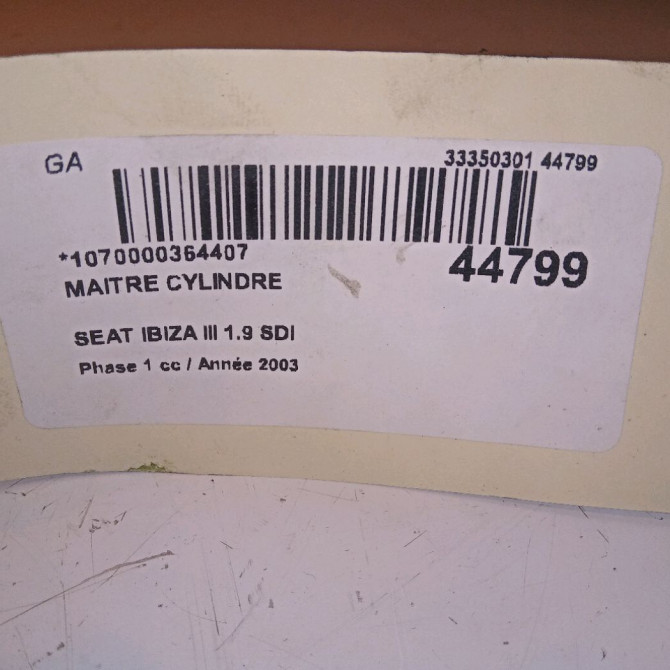 Maitre cylindre occasion SEAT IBIZA III Phase 1 03-2002->03-2006 1.9 SDI 6Q0611019Q 4