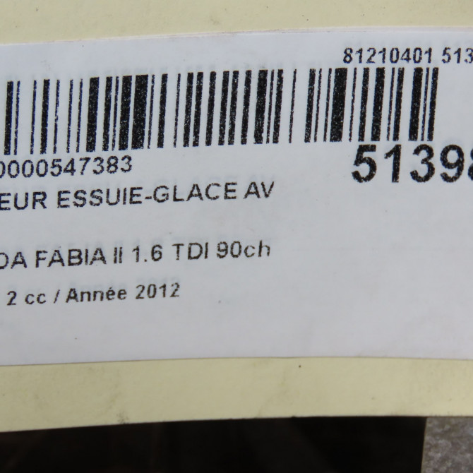 Moteur essuie-glace avant occasion SKODA FABIA II Phase 2 03-2010->12-2014 1.6 TDI 90ch 5J1955023D 4