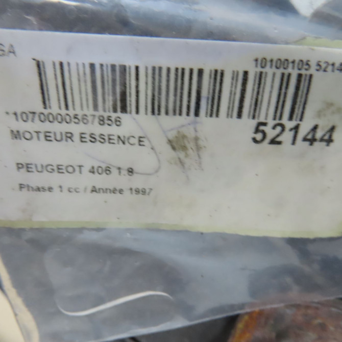 Moteur essence occasion PEUGEOT 406 Phase 1 10-1995->04-1999 1.8 1355T 6