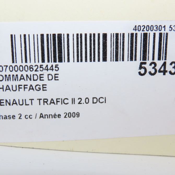 Commande de chauffage occasion RENAULT TRAFIC II Phase 2 08-2006->... 2.0 DCI 16v 115ch 275100120R 6