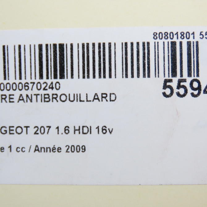 Phare antibrouillard avant gauche occasion PEUGEOT 207 Phase 1 04-2006->06-2013 1.6 HDI 16v 90ch 9685425280 5