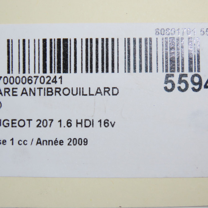Phare antibrouillard avant droit occasion PEUGEOT 207 Phase 1 04-2006->06-2013 1.6 HDI 16v 90ch 9685425280 5