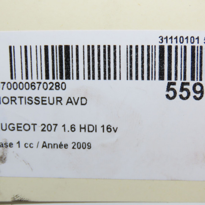 Amortisseur avant droit occasion PEUGEOT 207 Phase 1 04-2006->06-2013 1.6 HDI 16v 90ch 520862 5