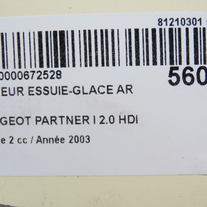 Moteur essuie-glace arrière occasion PEUGEOT PARTNER I Phase 2 11-2002->05-2008 2.0 HDI 6405N4 6