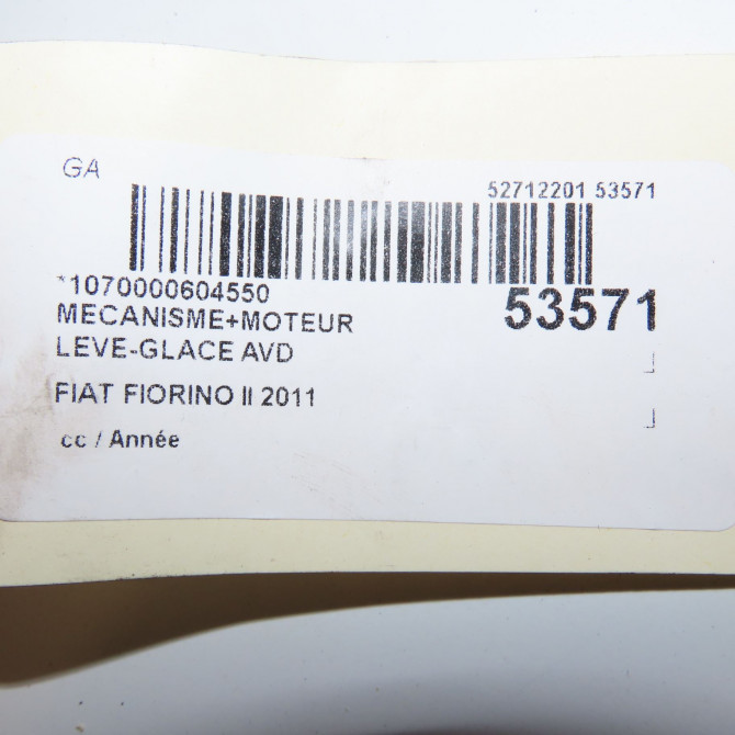 Mecanisme + moteur lève-glace avant droit occasion FIAT FIORINO III Phase 1 01-2008->... 1.3 MULTIJET 16v 95ch 52148372 6