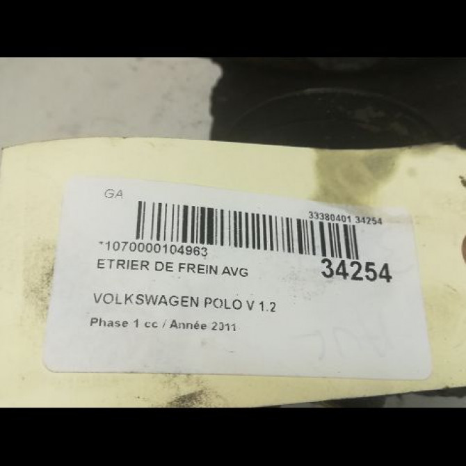 Etrier de frein avant gauche occasion VOLKSWAGEN POLO V POLO V Phase 1 2009-09-01->2014-05-31 1.2 TDI 75ch 1K0615123D 3